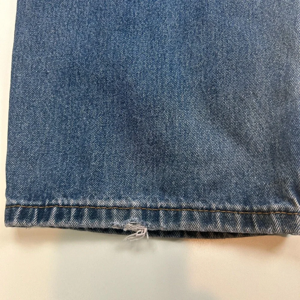 Levis 550 Mens 44x29 Relaxed Tapered Blue Denim Jeans Medium Wash Distressed